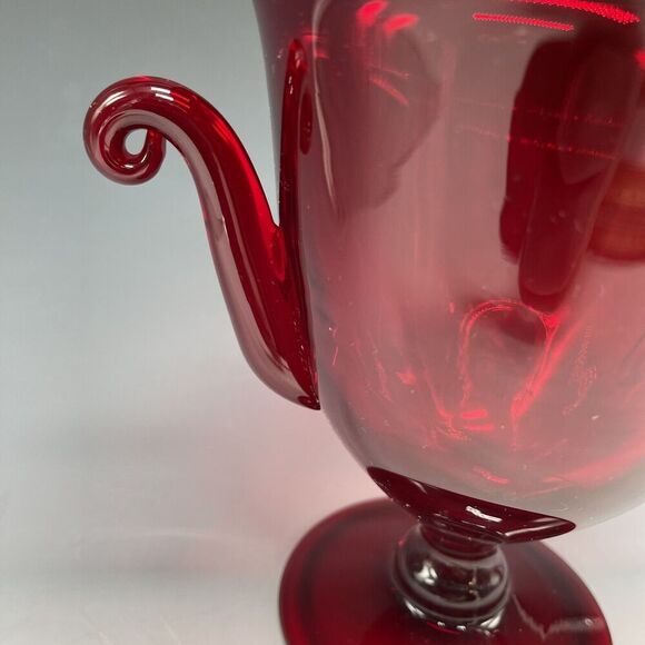 Vintage Glass Red Ruby Trophy Pedestal Vase Handled‎ MCM - Picture 5 of 16